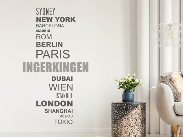 Wandtattoo Ingerkingen mit Weltstädten