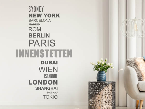 Wandtattoo Innenstetten mit Weltstädten