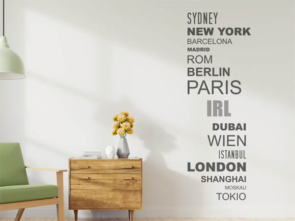 Wandtattoo Irl mit Weltstädten