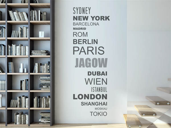 Wandtattoo Jagow mit Weltstädten