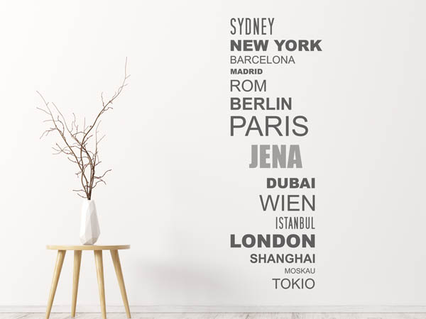 Wandtattoo Jena mit Weltstädten