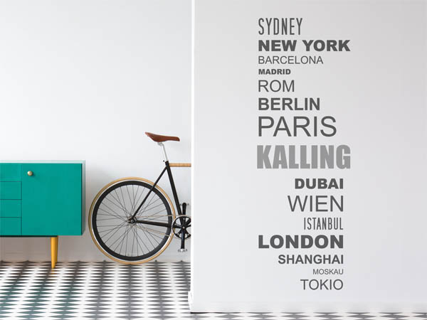 Wandtattoo Kalling mit Weltstädten