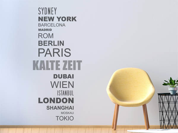 Wandtattoo Kalte Zeit mit Weltstädten
