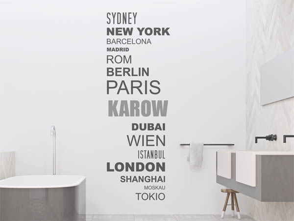 Wandtattoo Karow mit Weltstädten