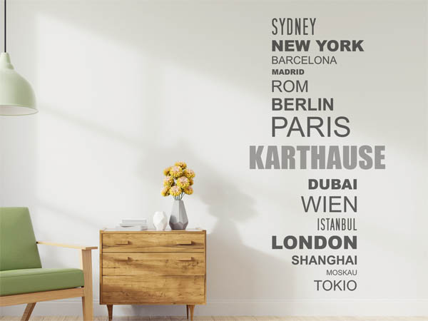 Wandtattoo Karthause mit Weltstädten