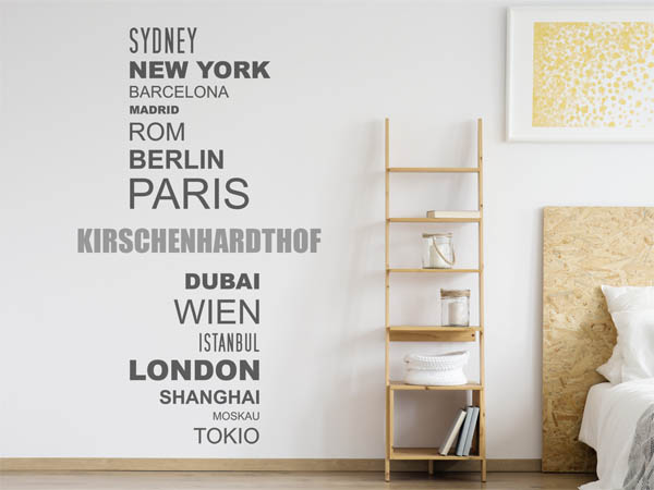 Wandtattoo Kirschenhardthof mit Weltstädten