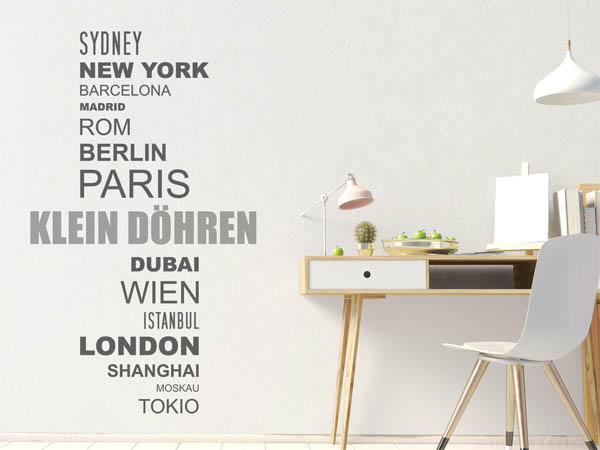 Wandtattoo Klein Döhren mit Weltstädten