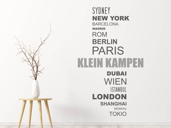 Wandtattoo Klein Kampen mit Weltstädten