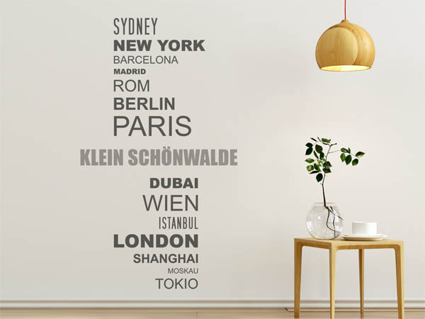 Wandtattoo Klein Schönwalde mit Weltstädten