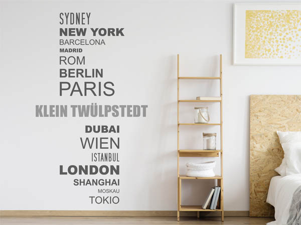 Wandtattoo Klein Twülpstedt mit Weltstädten