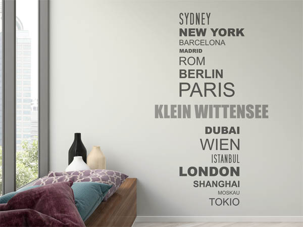 Wandtattoo Klein Wittensee mit Weltstädten
