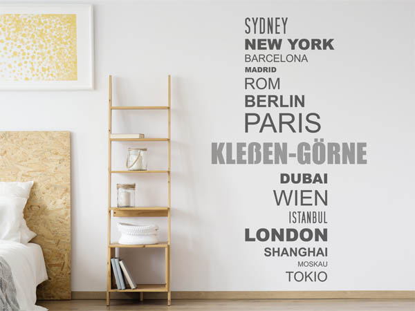 Wandtattoo Kleßen-Görne mit Weltstädten