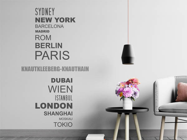 Wandtattoo Knautkleeberg-Knauthain mit Weltstädten