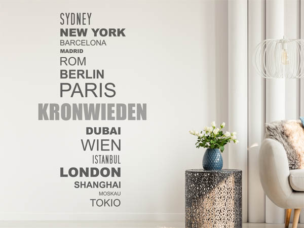 Wandtattoo Kronwieden mit Weltstädten