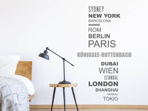 Wandtattoo Königsee-Rottenbach mit Weltstädten