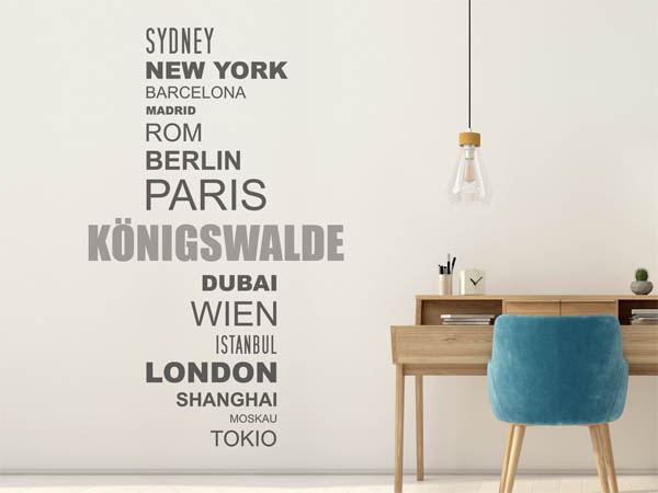 Wandtattoo Königswalde mit Weltstädten