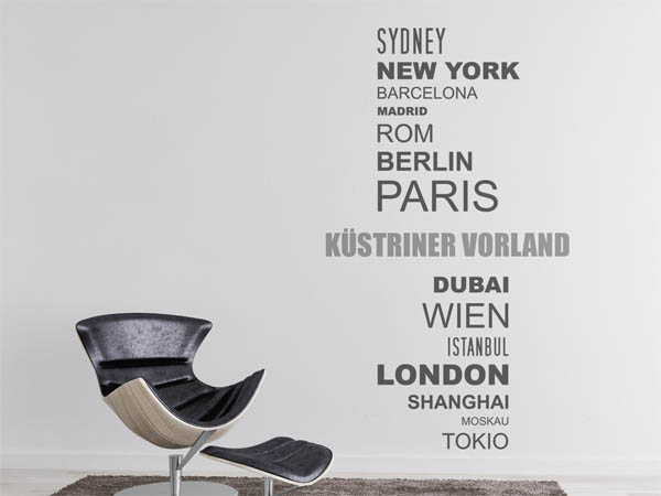 Wandtattoo Küstriner Vorland mit Weltstädten