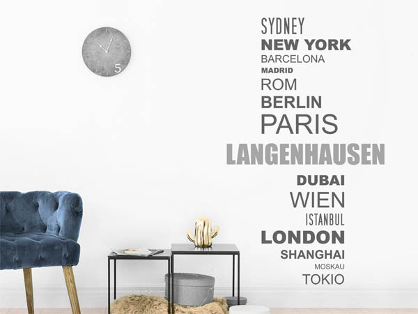 Wandtattoo Langenhausen mit Weltstädten