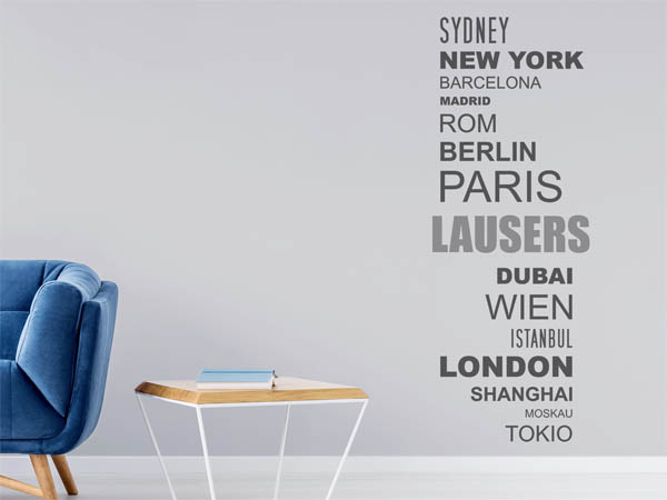Wandtattoo Lausers mit Weltstädten