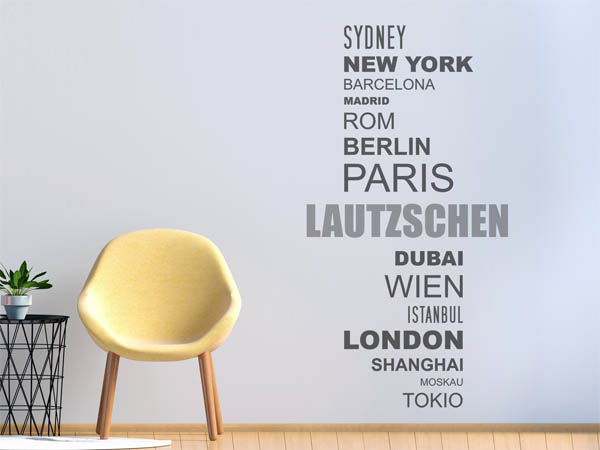 Wandtattoo Lautzschen mit Weltstädten
