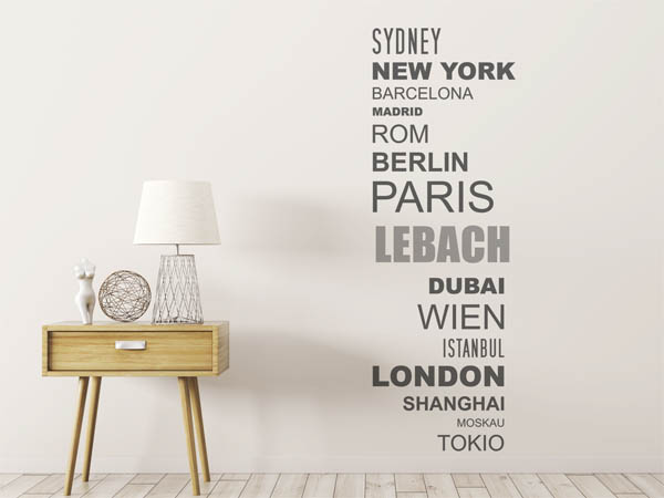Wandtattoo Lebach mit Weltstädten