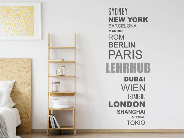 Wandtattoo Lehrhub mit Weltstädten