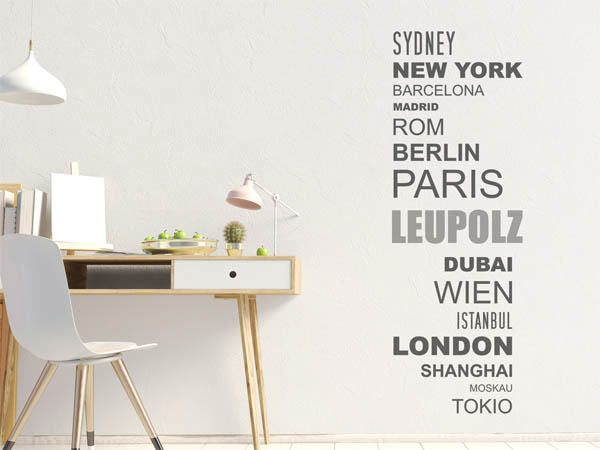Wandtattoo Leupolz mit Weltstädten