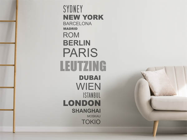 Wandtattoo Leutzing mit Weltstädten