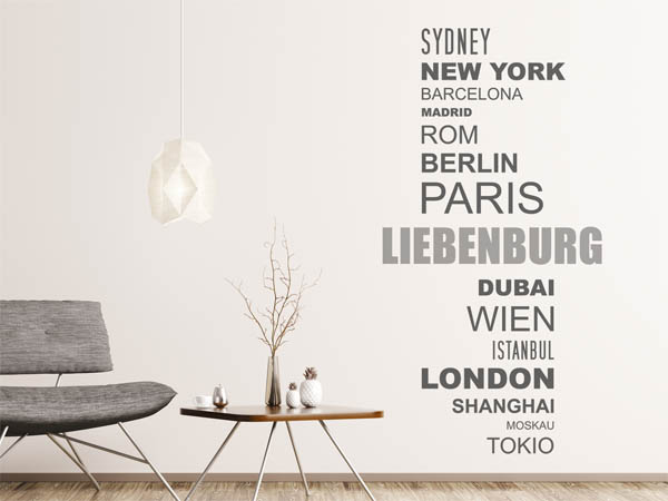 Wandtattoo Liebenburg mit Weltstädten