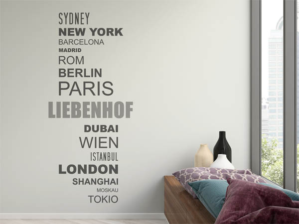 Wandtattoo Liebenhof mit Weltstädten