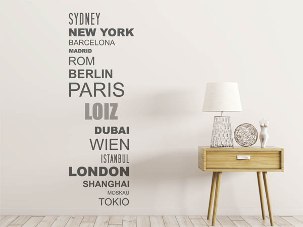 Wandtattoo Loiz mit Weltstädten