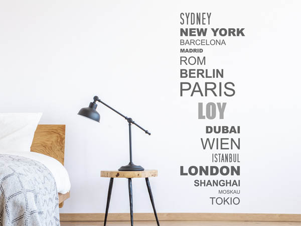 Wandtattoo Loy mit Weltstädten