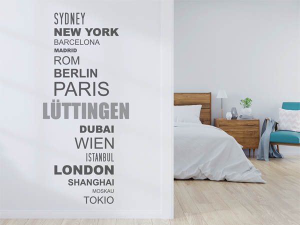 Wandtattoo Lüttingen mit Weltstädten