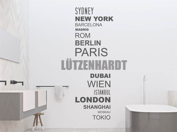 Wandtattoo Lützenhardt mit Weltstädten