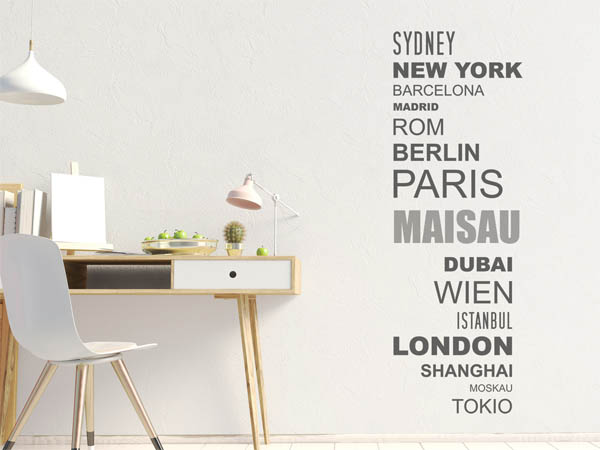 Wandtattoo Maisau mit Weltstädten