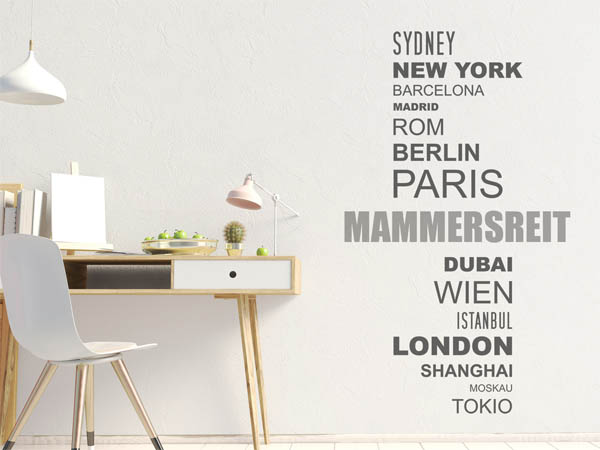 Wandtattoo Mammersreit mit Weltstädten