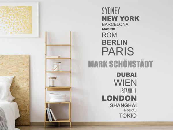 Wandtattoo Mark Schönstädt mit Weltstädten