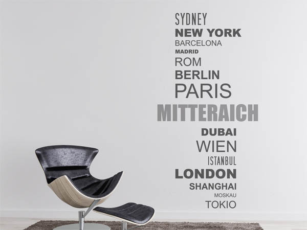 Wandtattoo Mitteraich mit Weltstädten