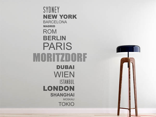 Wandtattoo Moritzdorf mit Weltstädten