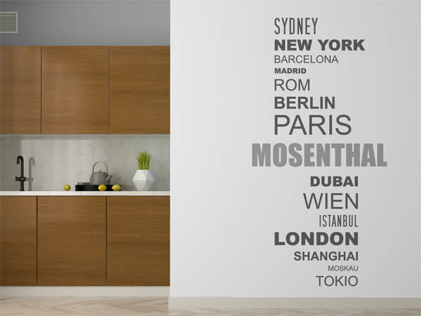 Wandtattoo Mosenthal mit Weltstädten