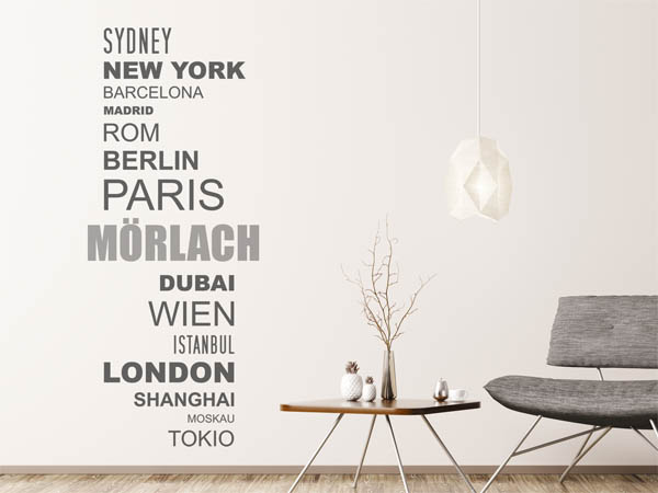 Wandtattoo Mörlach mit Weltstädten