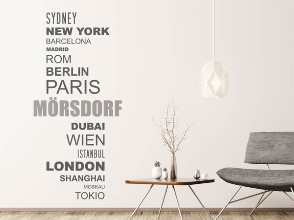 Wandtattoo Mörsdorf mit Weltstädten