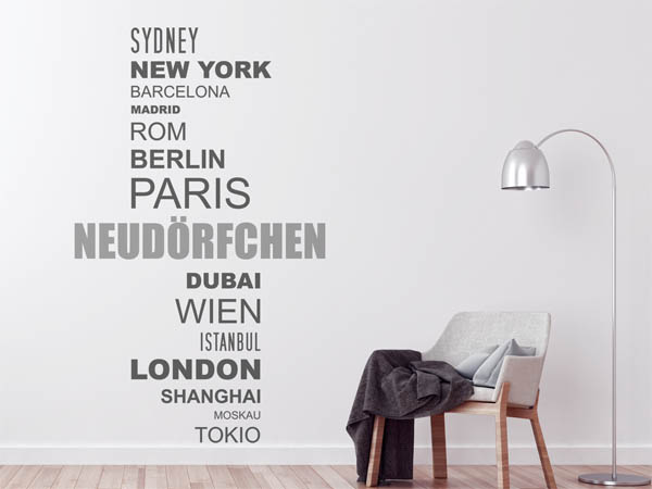 Wandtattoo Neudörfchen mit Weltstädten