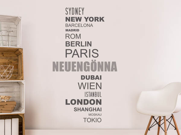 Wandtattoo Neuengönna mit Weltstädten
