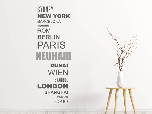 Wandtattoo Neuhaid mit Weltstädten