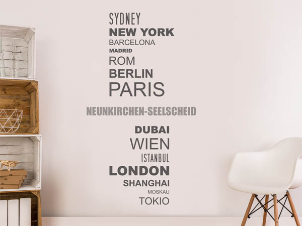 Wandtattoo Neunkirchen-Seelscheid mit Weltstädten