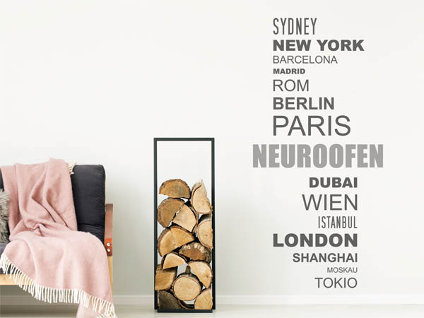 Wandtattoo Neuroofen mit Weltstädten