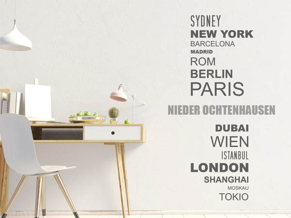 Wandtattoo Nieder Ochtenhausen mit Weltstädten