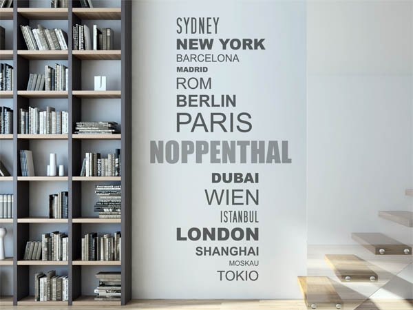 Wandtattoo Noppenthal mit Weltstädten