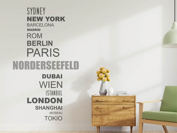 Wandtattoo Norderseefeld mit Weltstädten